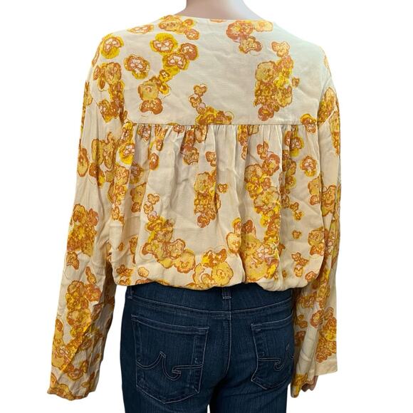 Intimately Free People Forties Feels Bodysuit Large Floral Tied Bell Sleeve - Picture 3 of 9